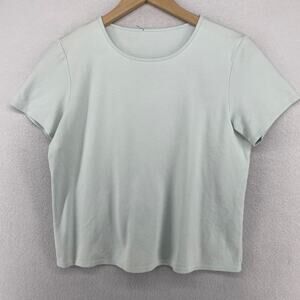 EILEEN FISHER Top M Organic Cotton Interlock Jersey Short Sleeve Light Blue